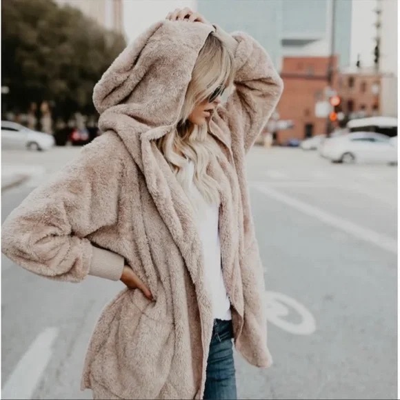 VICI Hooded Oversized Fleece Teddy Jacket - Picture 2 of 6